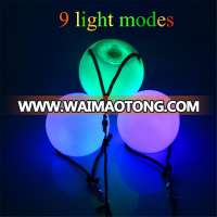 9 modes light up led poi ball rgb led rubber ball