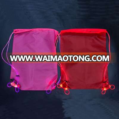 Fashionable OEM outdoor glowing nylon drawstring bag night cycling LED backpack